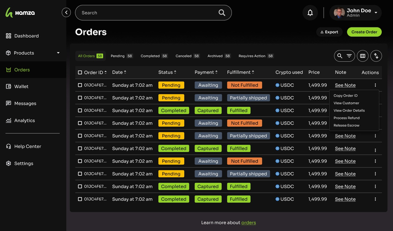 Vendor admin interface showing complexity of seller management and product operations